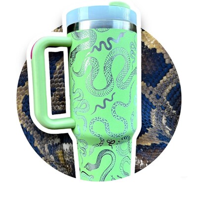 Snake Tumbler 40oz with Handle Personalized, Custom Engraved Stainless Steel Cup Halloween - image1